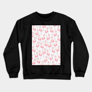 Flamingos, Polka dots pattern, Pink flamingos, Pattern, Fashion print, Funny art, Modern art, Wall art, Print, Minimalistic, Modern, Humor Crewneck Sweatshirt